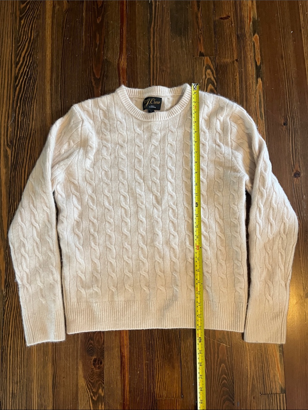J. Crew Women's Cashmere Cable Crewneck Sweater in Light Cream